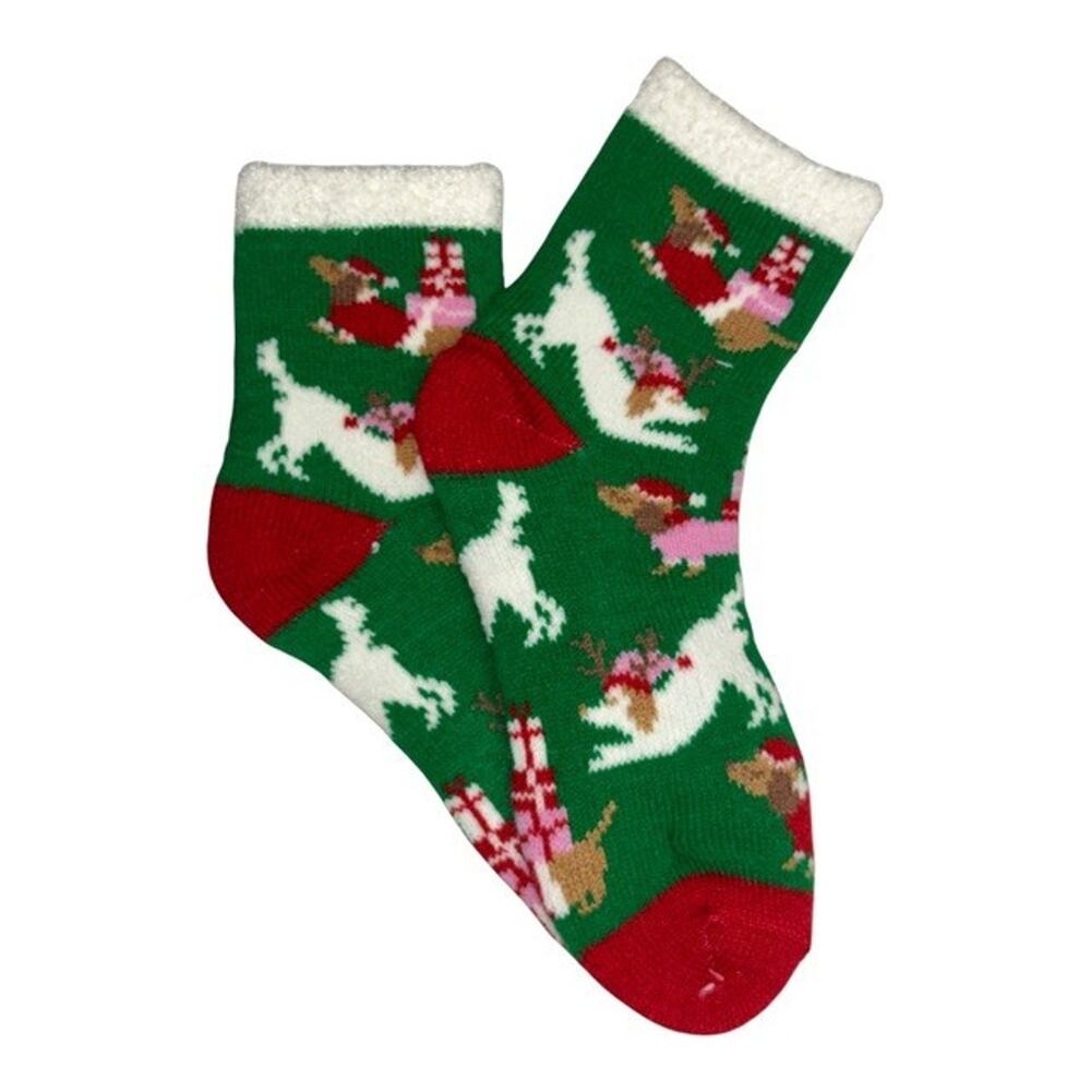 Magellan Outdoors Lodge Crew Socks Santa Helpers Aloe Infused Lined Medium 6-10